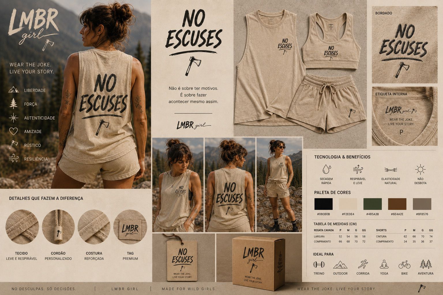 No Escuses Set — Regata cavada + Shorts, areia lavado